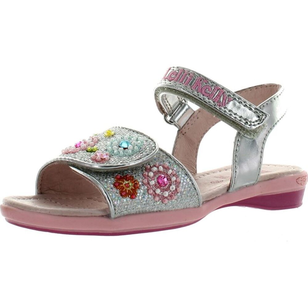 Lelli Kelly LK7422 Silver Glitter ChildG sandals 28 NEW